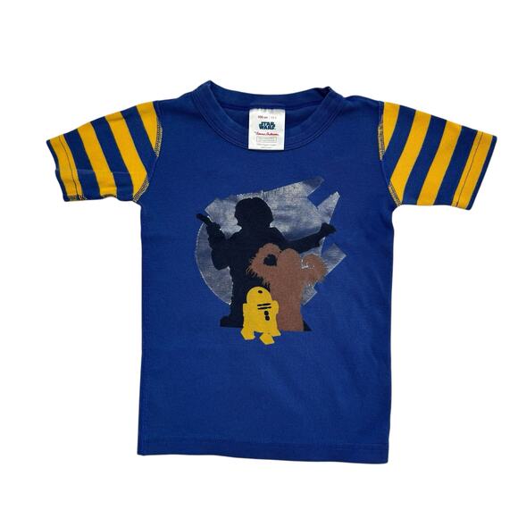 HANNA ANDERSSON Star Wars Blue Yellow Short John Pajama Set Size 4 100 Chewy Han - Picture 2 of 7